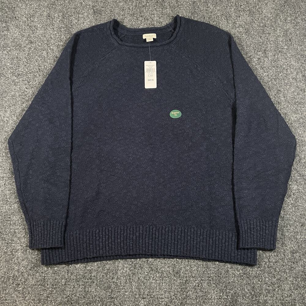 NEW LL Bean Women’s Navy Blue Roll Neck Sweater Size XL- 100% Cotton